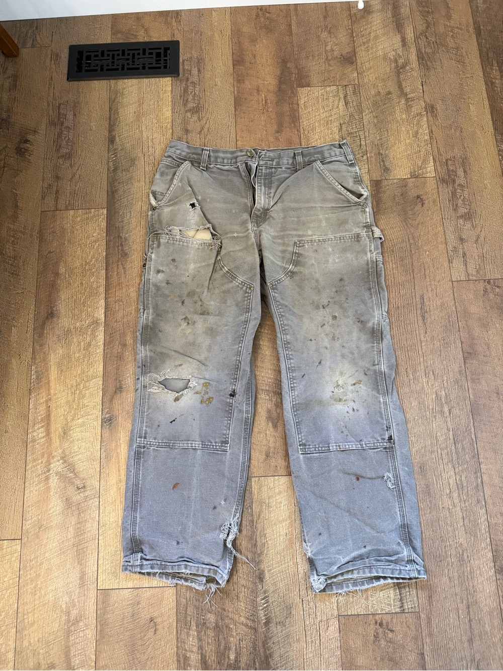 Carhartt Gray Distressed Cargo Work Pants
